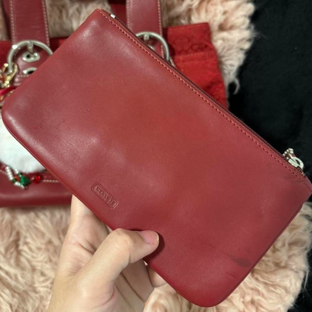 Coach Cherry Red Leather Wristlet